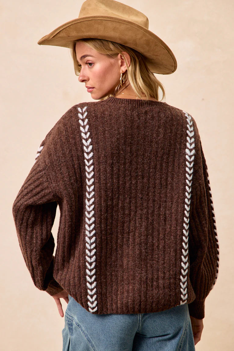 Whip Stitched Detail Sweater