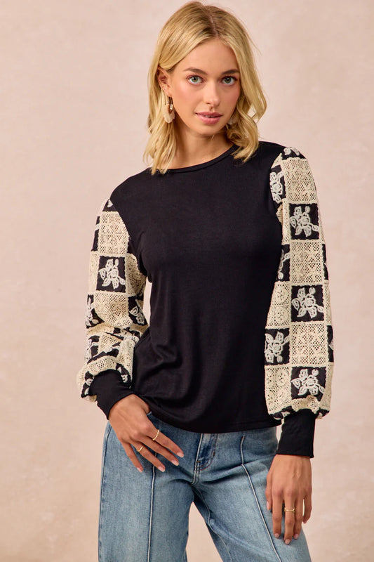 Crochet Balloon Sleeve Top