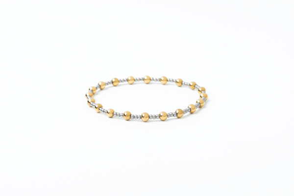 Waterproof 4 & 2mm Mixed Metal Stretch Bracelet