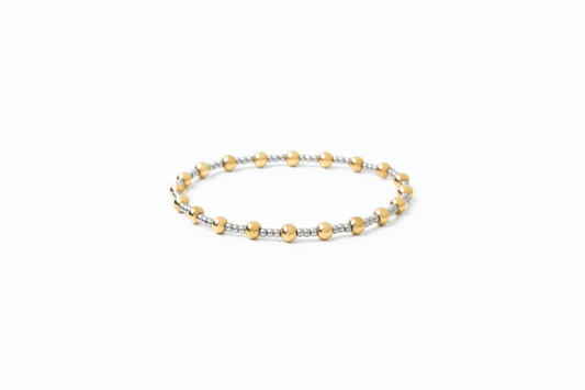 Waterproof 4 & 2mm Mixed Metal Stretch Bracelet