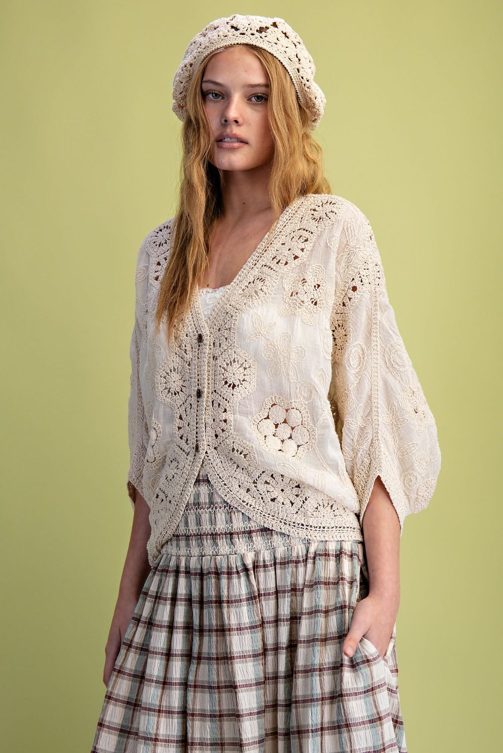 Crochet Drape - Oatmeal