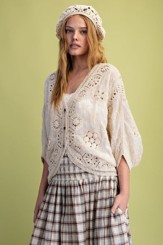 Crochet Drape - Oatmeal