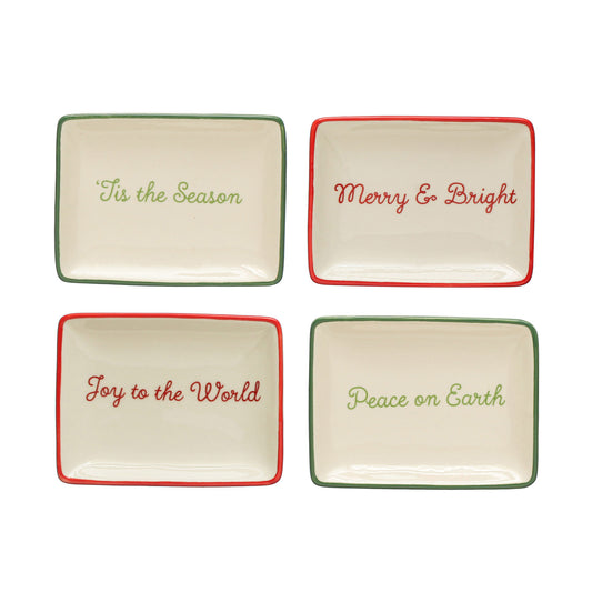 Stoneware Dish w/ Holiday Words