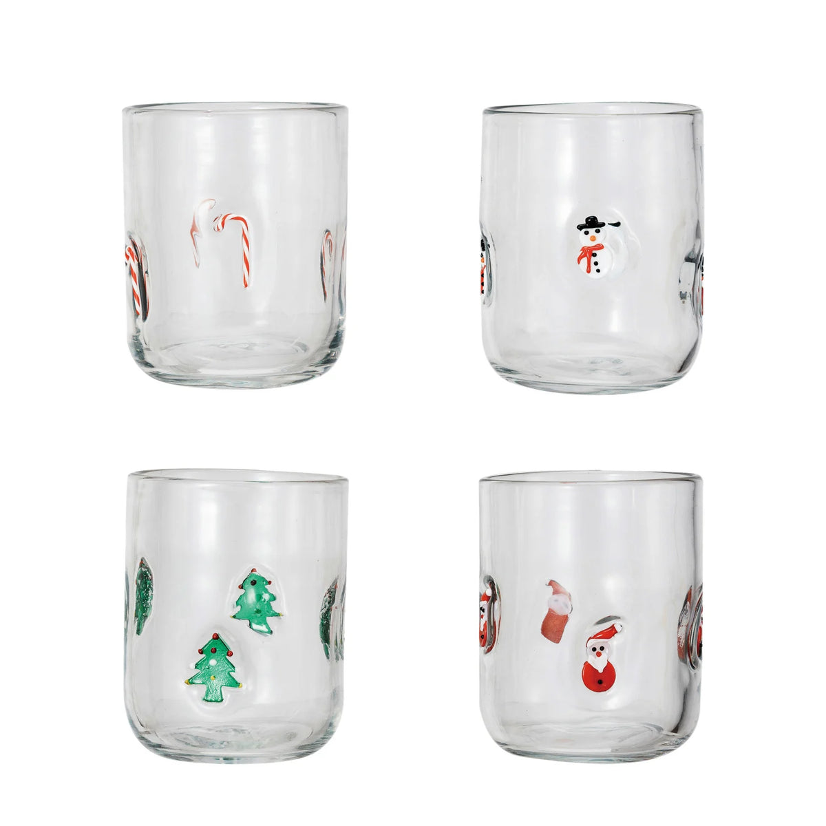 16 oz. Drinking Glass w/ Embedded Holiday Icon