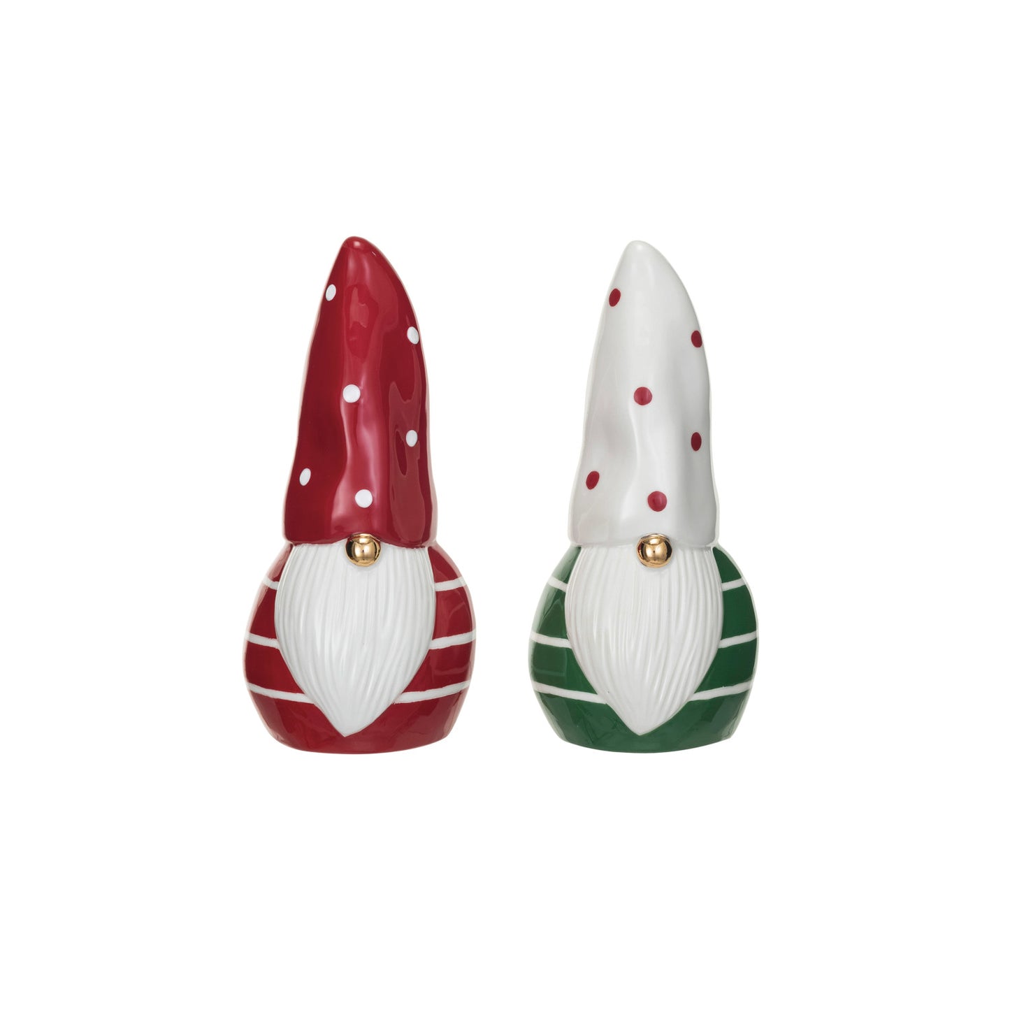 Ceramic Gnome w/ Patterns & Gold Electroplated Nose
