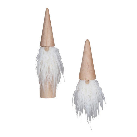 Wood & Faux Fur Gnome, Natural & White