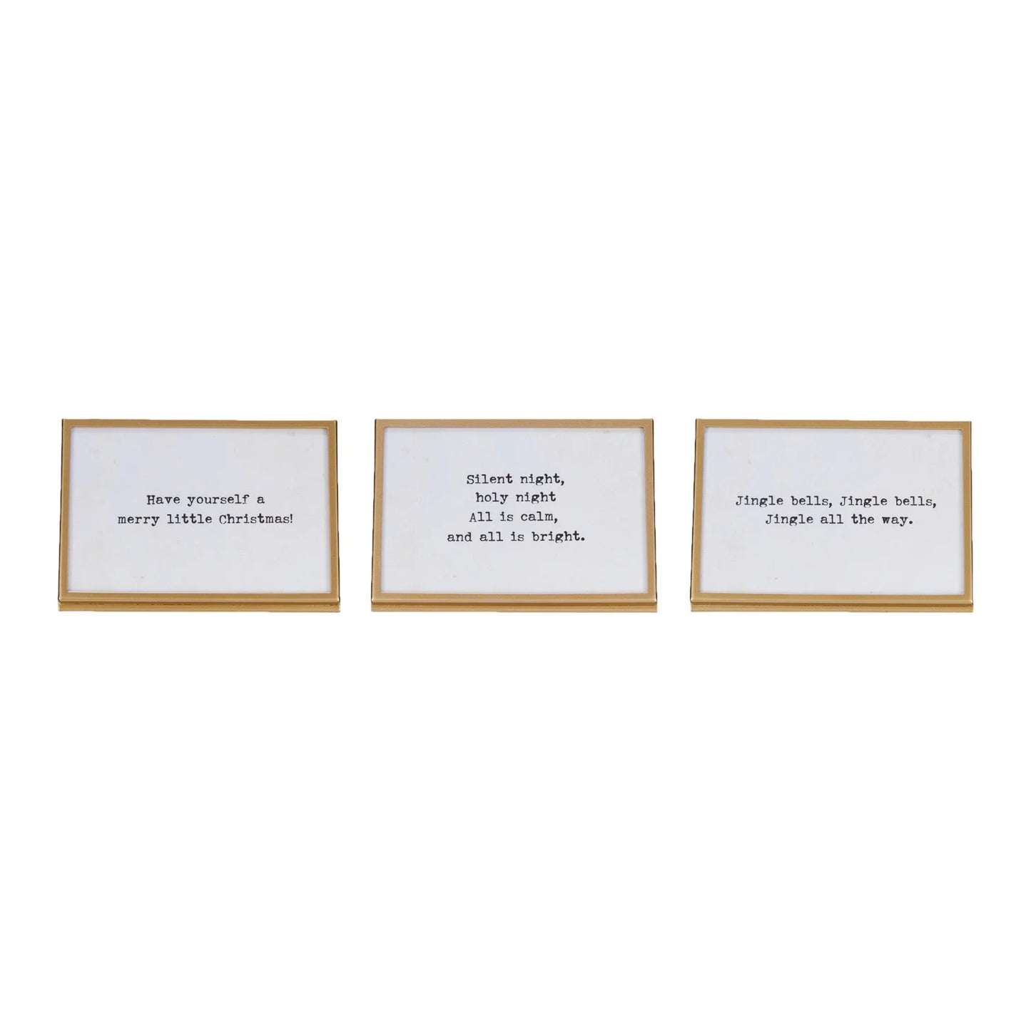 Metal & Glass Frame w/ Easel & Saying, Gold Finish