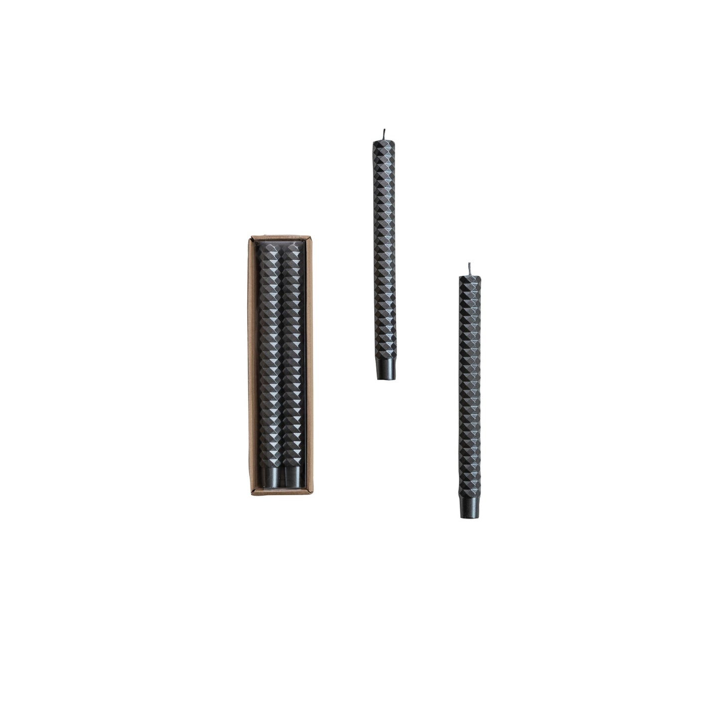 Unscented Faceted Taper Candles - Platinum