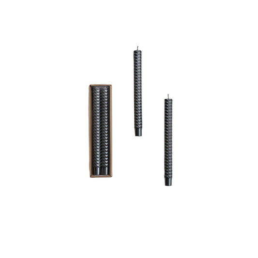 Unscented Faceted Taper Candles - Platinum