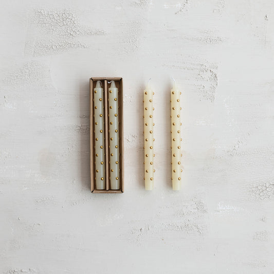 Unscented Taper Candles with 3D Dots in Box