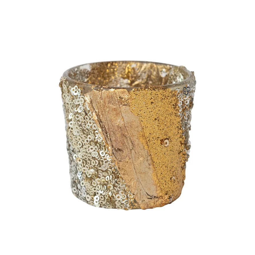 Glass Tealight/Votive Holder with Foil