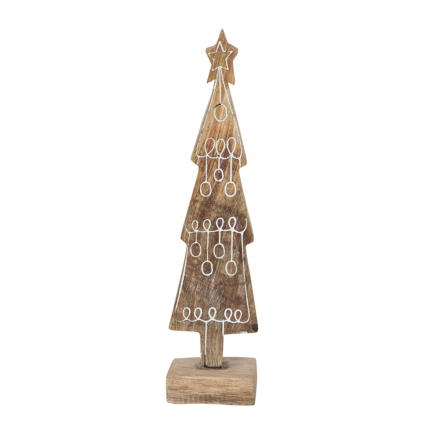 Hand-Carved Mango Wood Tree with Star & Design