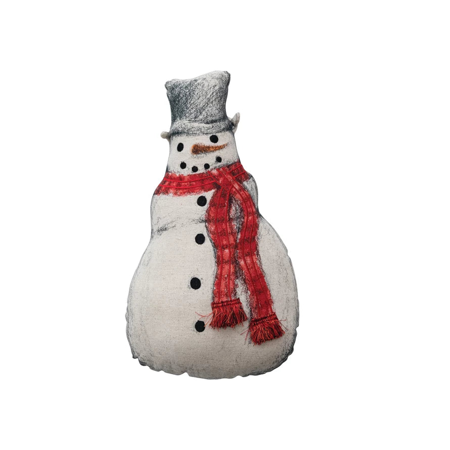 Cotton & Linen Printed Snowman Shaped Pillow