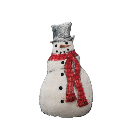 Cotton & Linen Printed Snowman Shaped Pillow