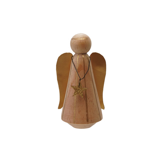 Pine Wood & Metal Wire Angel with Stripes