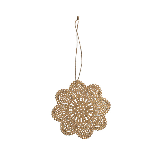 Embossed Metal Snowflake Ornament with Punched Pattern
