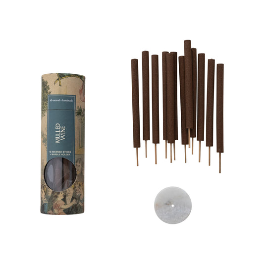 12 Piece All Natural Mulled Wine Incense Sticks in Tube with Incense Holder