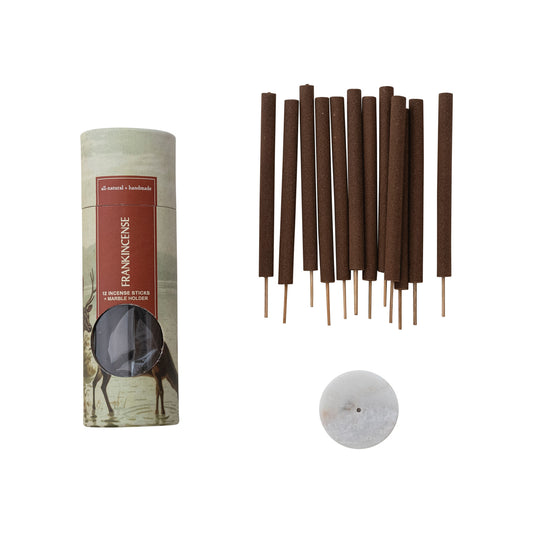 12 Piece All Natural Frankincense Scented Incense Sticks in Tube with Holder