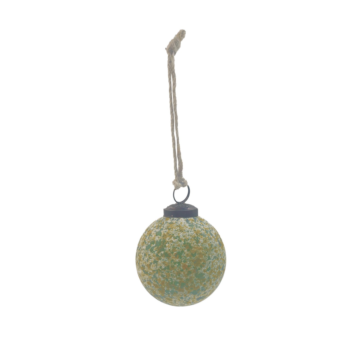 Green and Gold Glass Ball Ornament - 2 Sizes