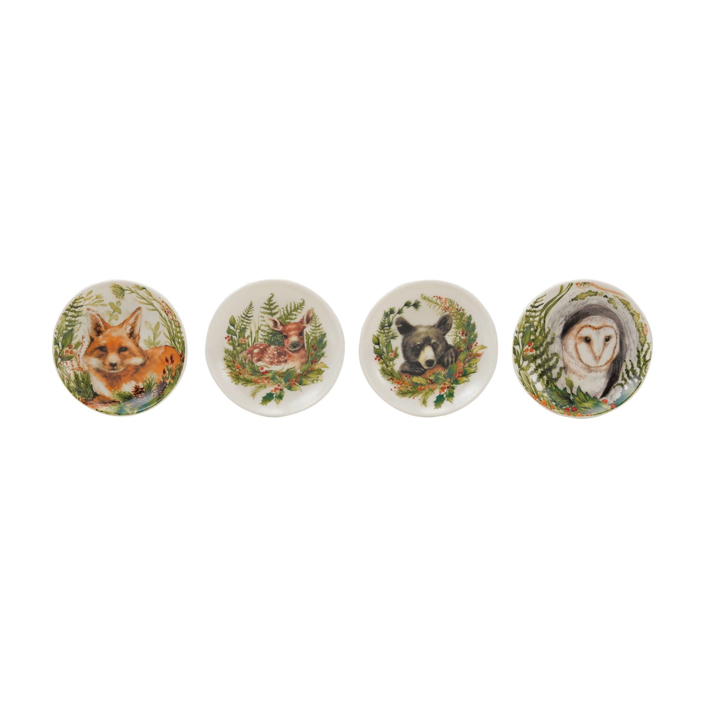 Stoneware Dish with Woodland Animal & Seasonal Botanicals