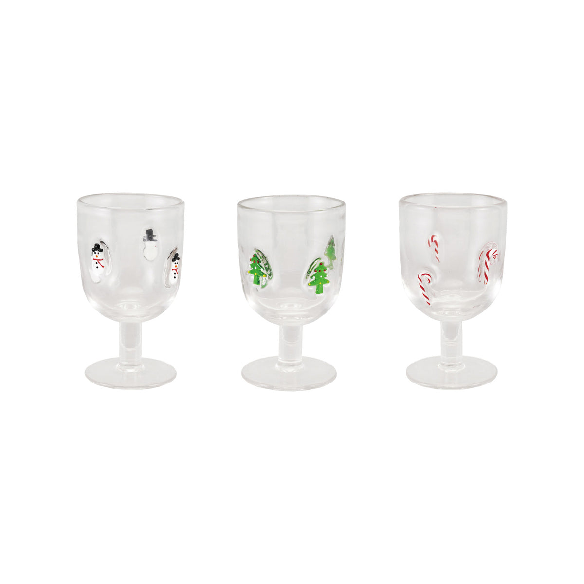 Stemmed Wine Glass with Embedded Holiday Icons