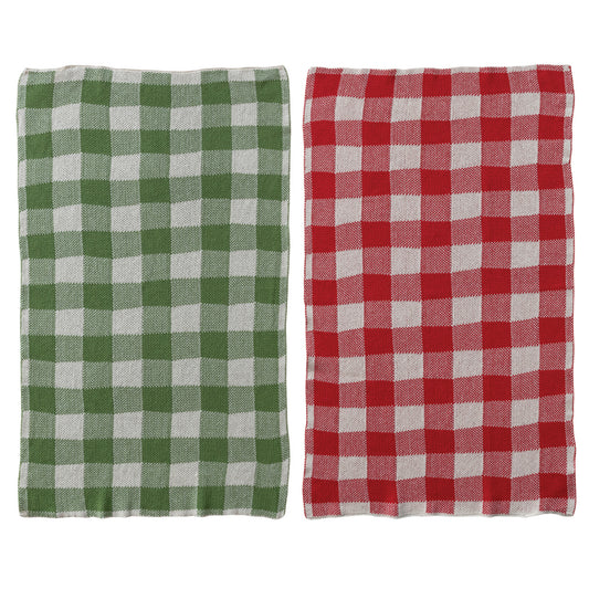 Checkered Knit Tea Towel