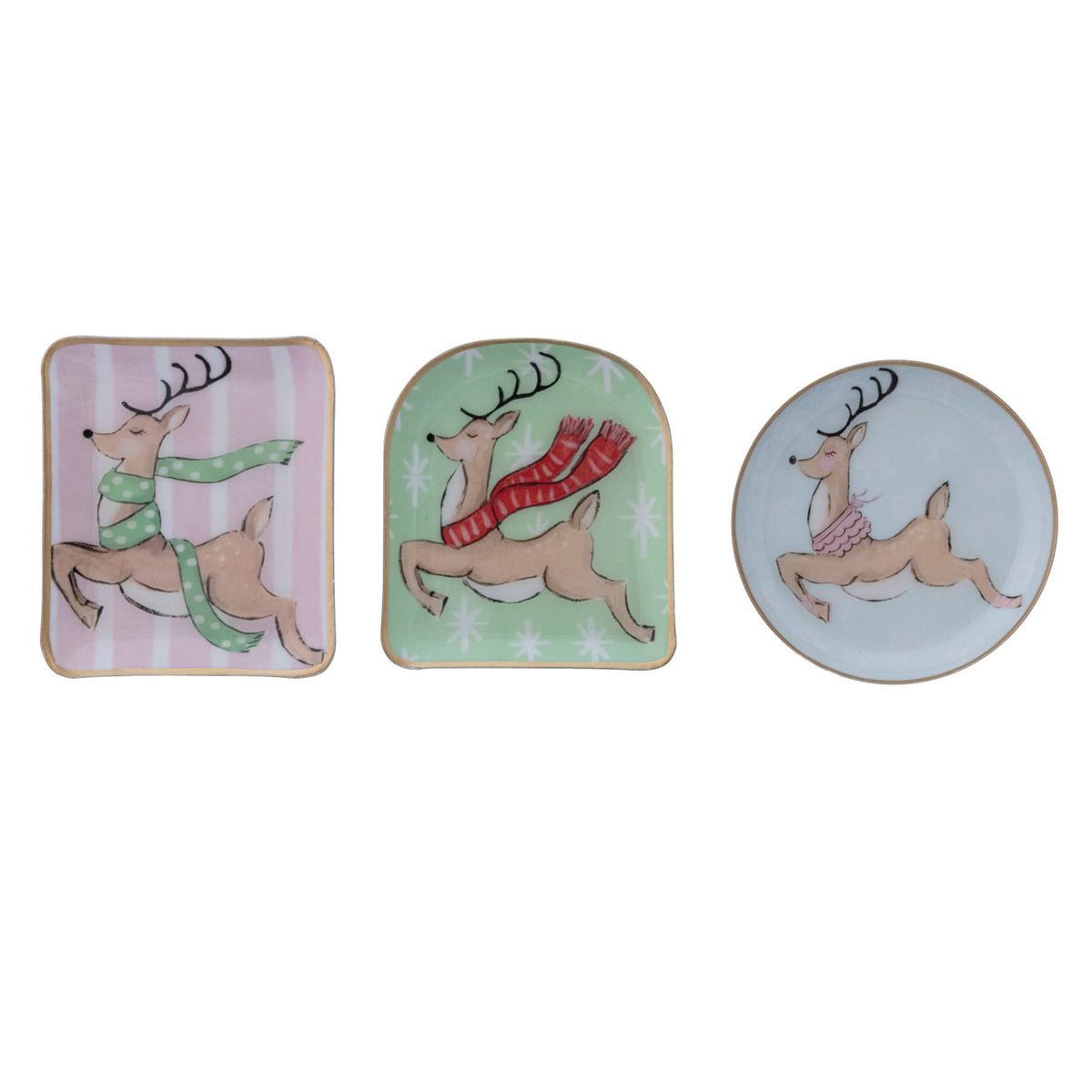 Enameled Metal Dish with Reindeer
