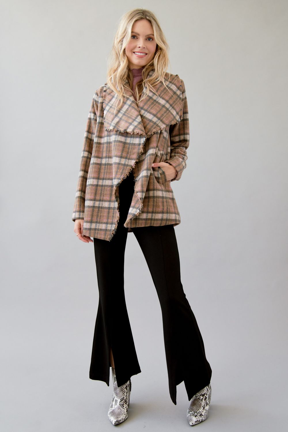 Big Lapel Plaid Jacket