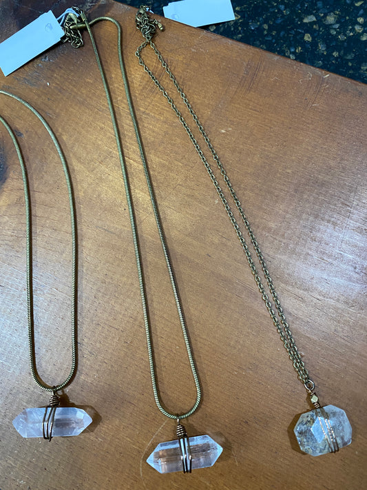 Geometric Wrapped Stone Necklace