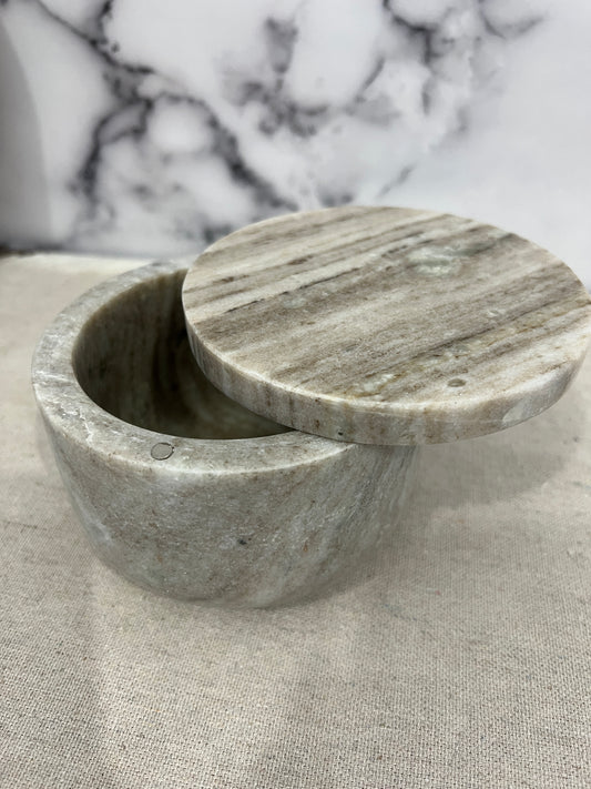 Marble Salt Pig with Lid