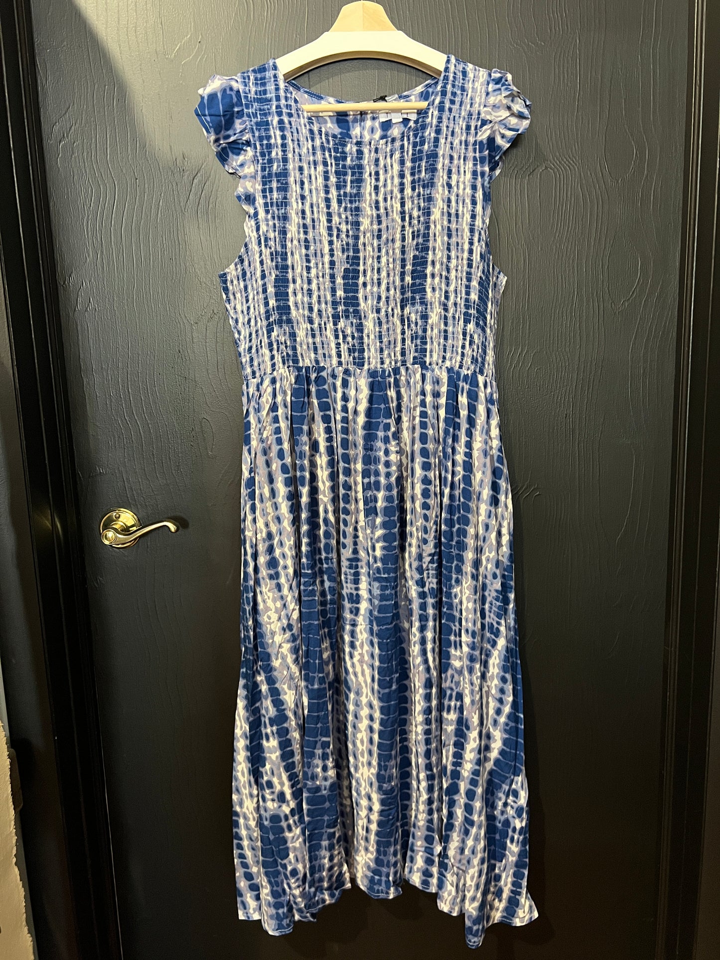 Smocked Flutter Sleeve Midi Dress