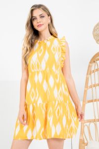 Print Ruffle Sleeve Dress