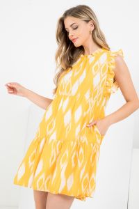 Print Ruffle Sleeve Dress
