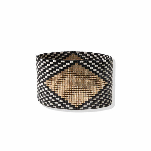Black White Gold Diamond Luxe Stretch Bracelet