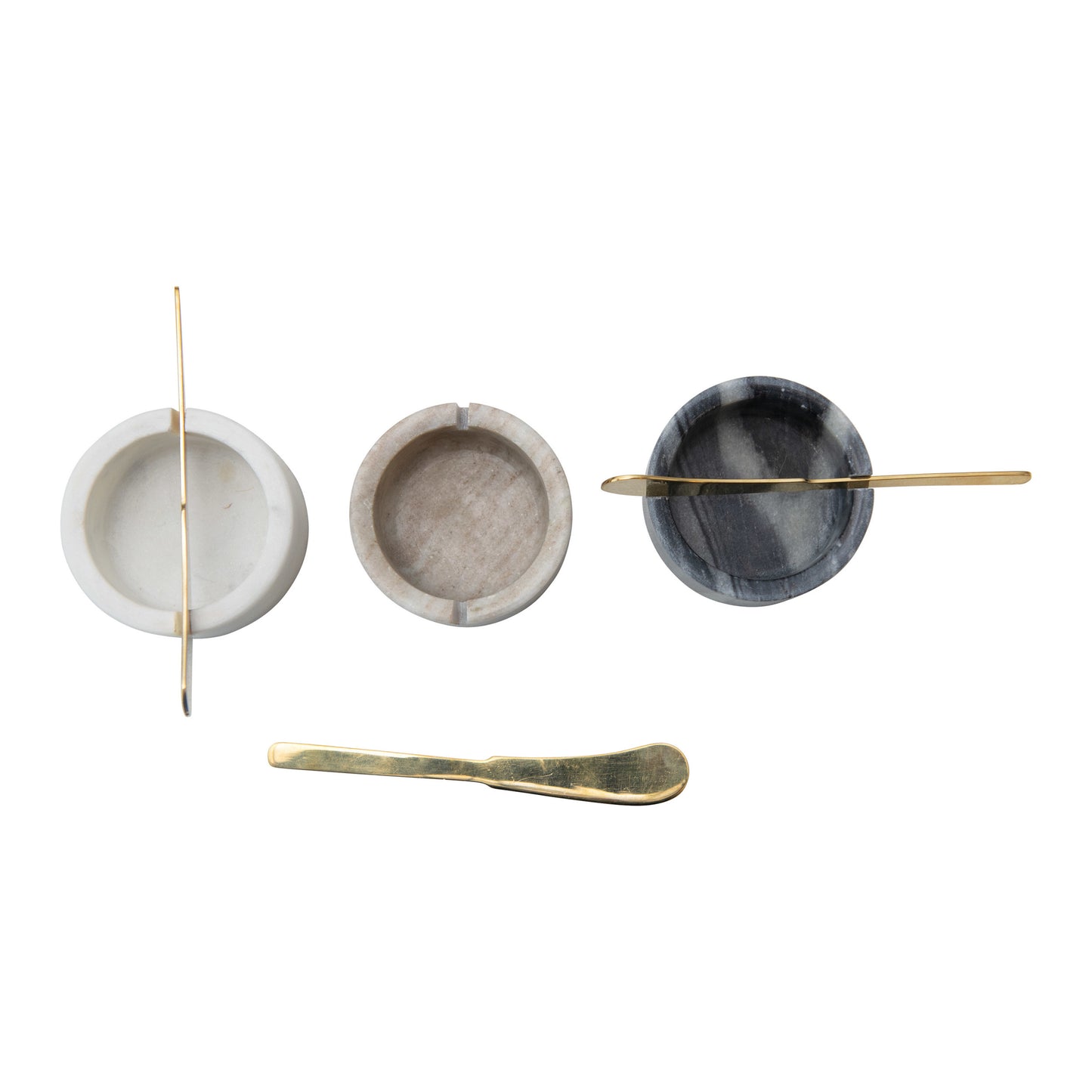Round Marble Bowl with Knife