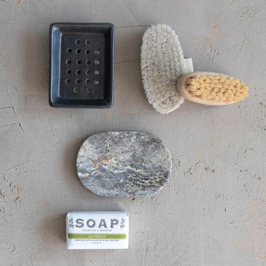 Stoneware Footed Soap Dish