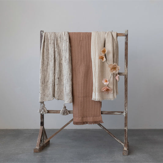 Waffle Weave Throw w/ Fringe