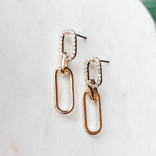 Pave Link Dangle Earrings