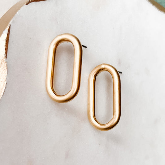 Matte Oval Post Earrings