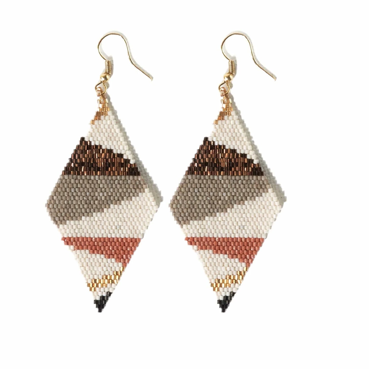 Ivory Bronze Grey Side Angles Diamond Luxe Earrings