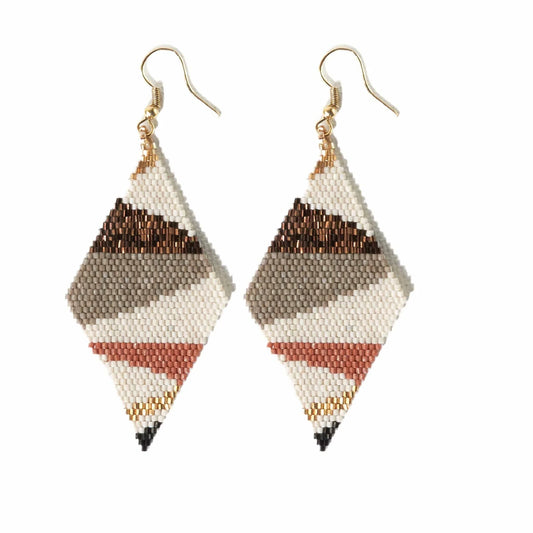 Ivory Bronze Grey Side Angles Diamond Luxe Earrings